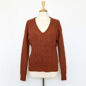 Madewell Womens Sweater S Rust Alpaca Blend Cable Knit Pullover Fall Cozy Lagom‎